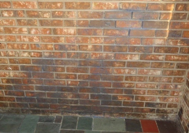 Brick Staining Can you make that blue paint stone go away?